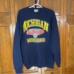 Logo Athletic Navy Michigan Wolverines 98 Rosebowl Sweatshirt